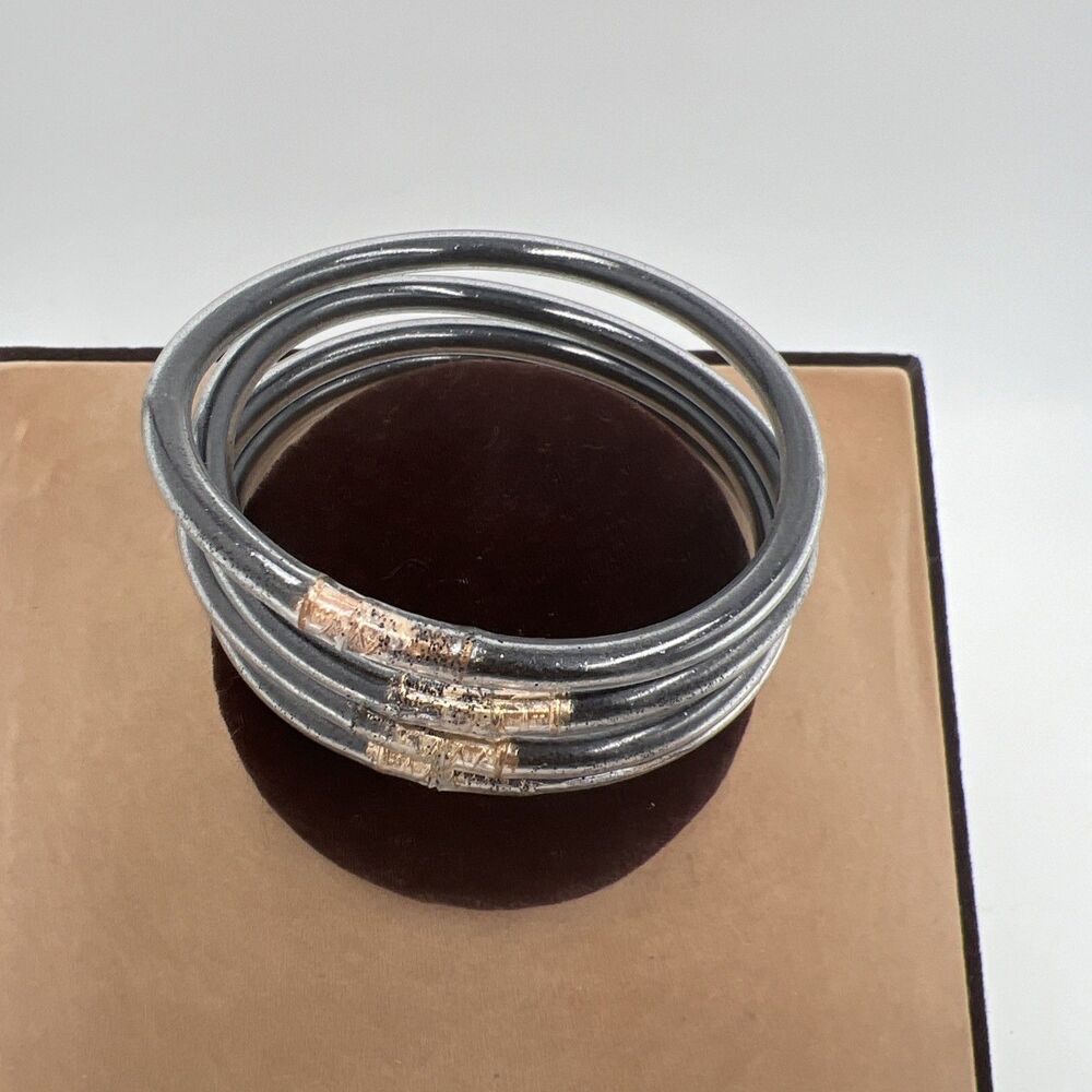 Buddha Girl Bangles Stack Black Glitter Bracelets 4 Jelly Size 8 Large